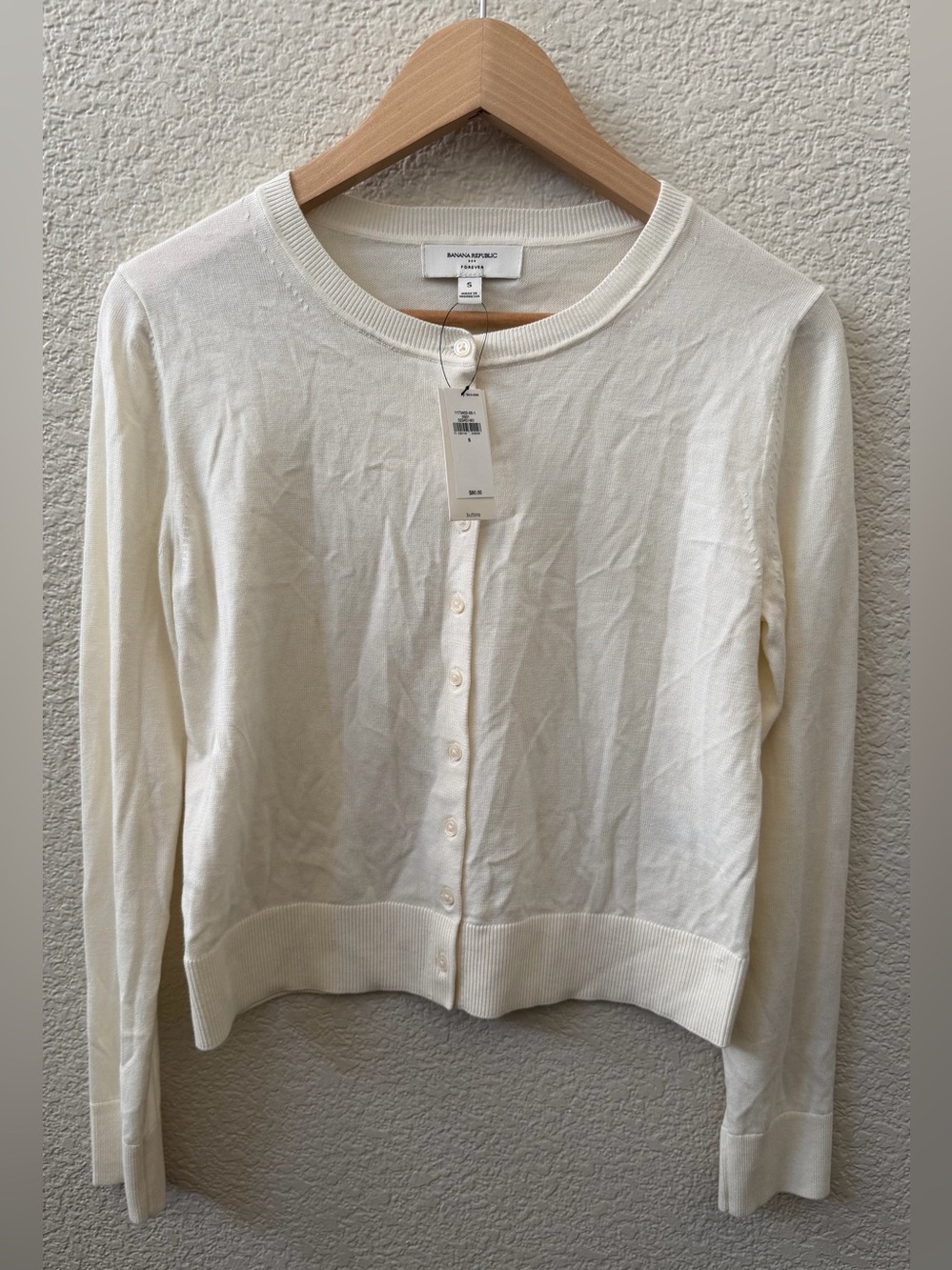 Banana Republic Women's Small Cream Knit Button Up Lightweight Sweater MSRP $80